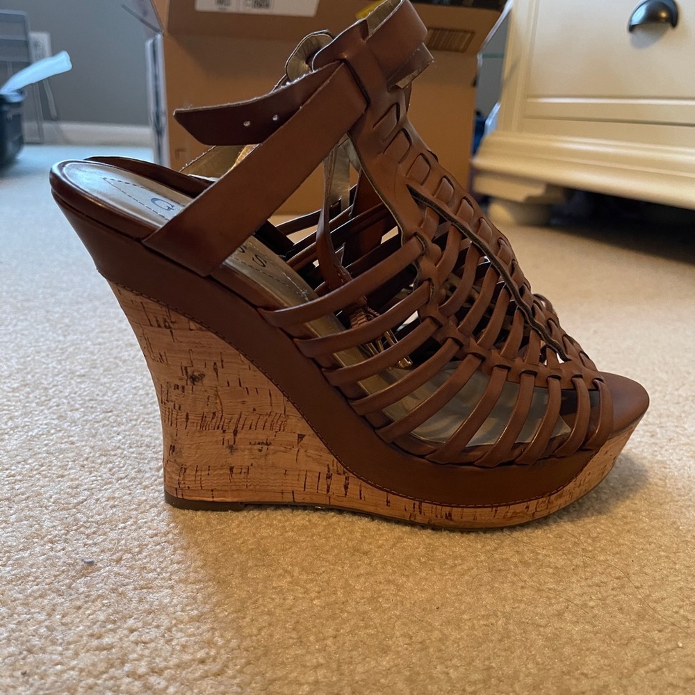 Guess open back wedges